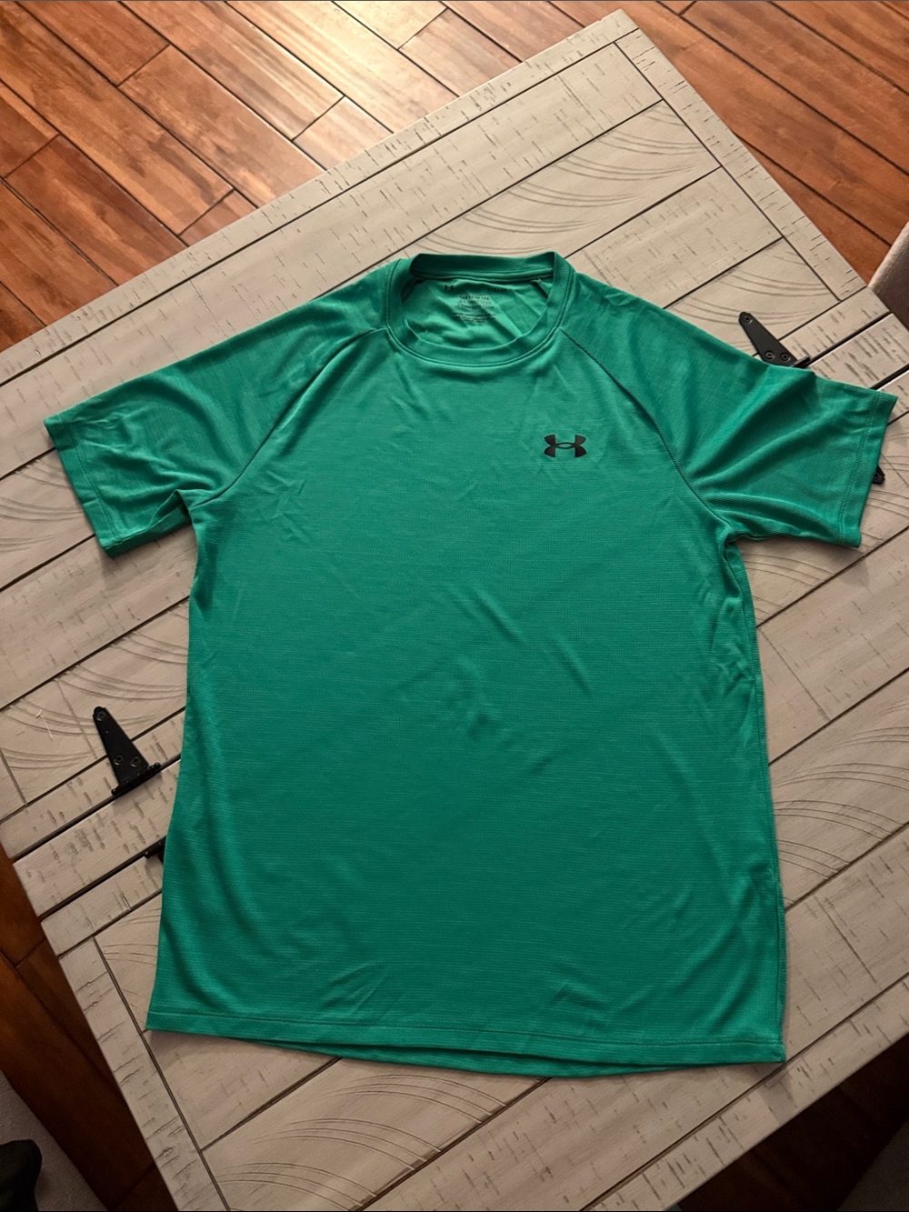 Under Armour Men's Tech Tee in Teal Green with Black Logo